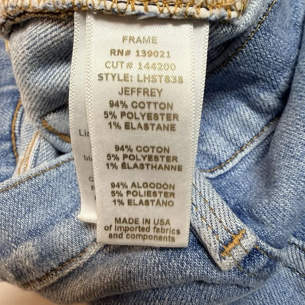 Frame Size 25 Le High Straight Jeans Blue Lightly Distressed Cropped Ankle